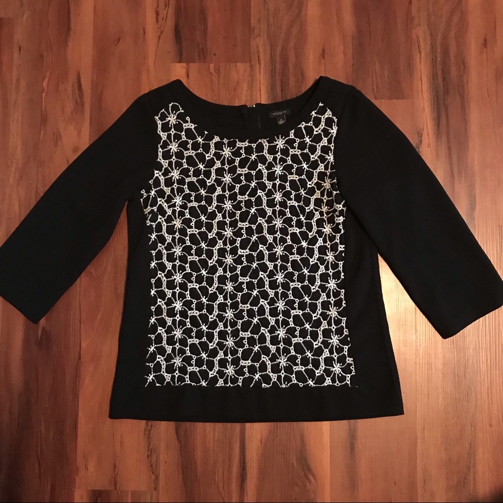 Ann Taylor Floral Embroidered Blouse